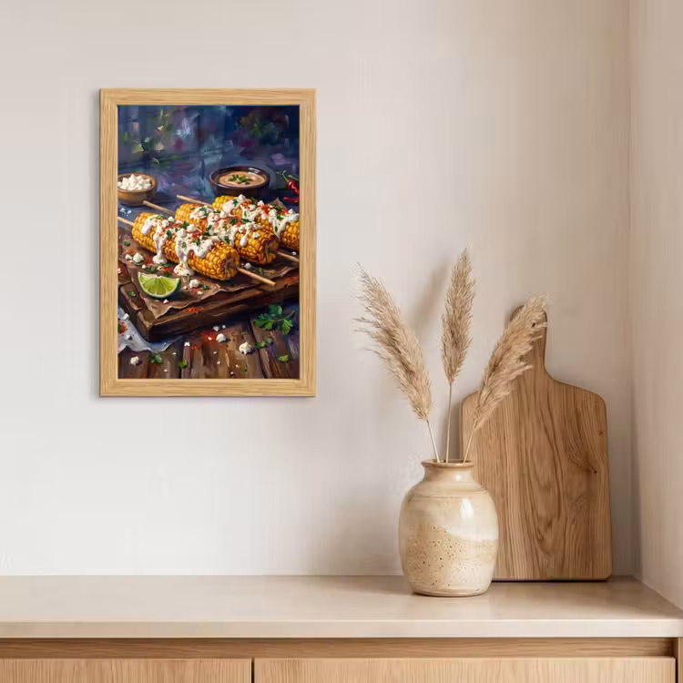 Poster met lijst - Eten - Maïs - Saus - Geschilderd - Geel — 3