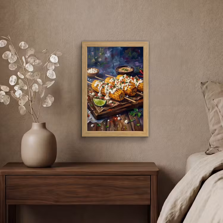 Poster met lijst - Eten - Maïs - Saus - Geschilderd - Geel — 4