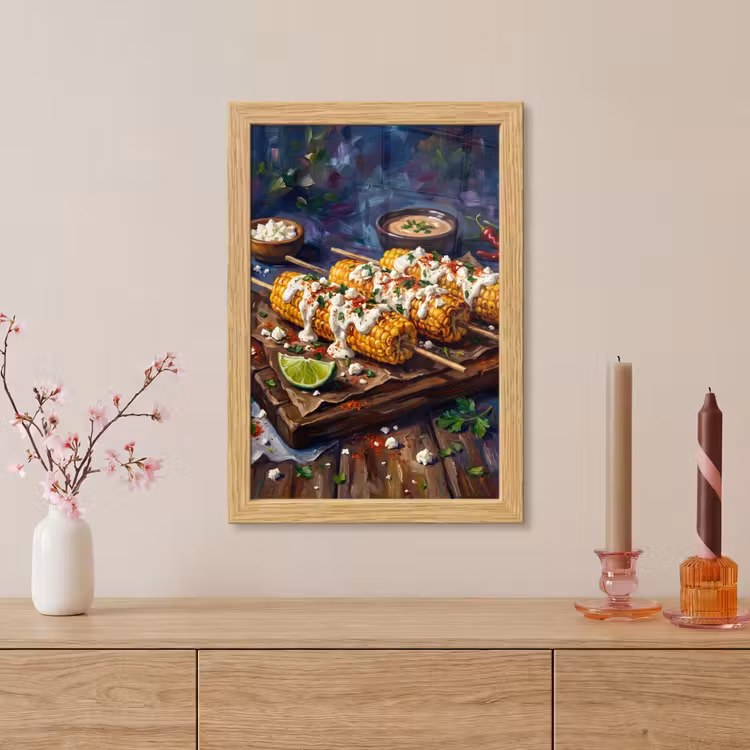 Poster met lijst - Eten - Maïs - Saus - Geschilderd - Geel — 5