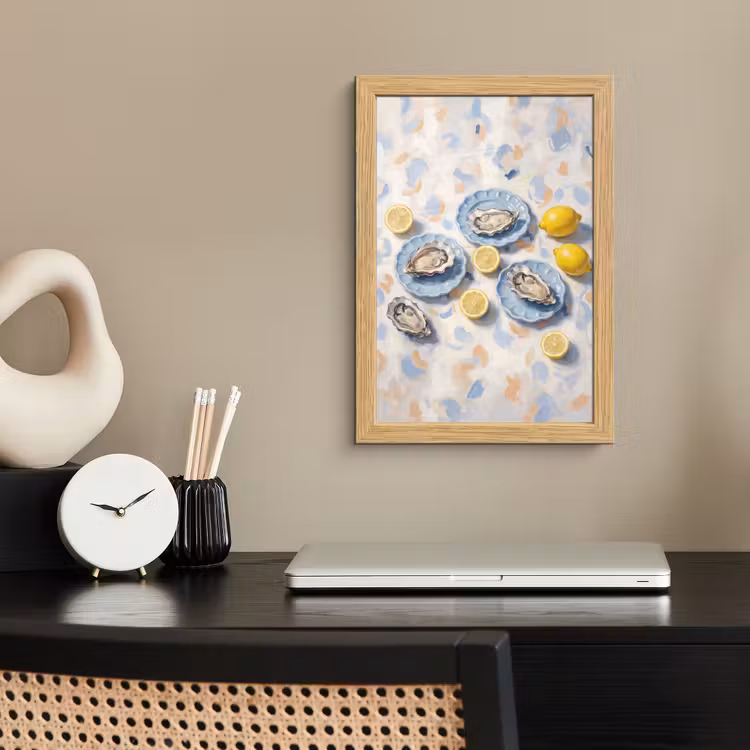 Poster met lijst - Eten - Oesters - Citroenen - Modern - Geel — 2