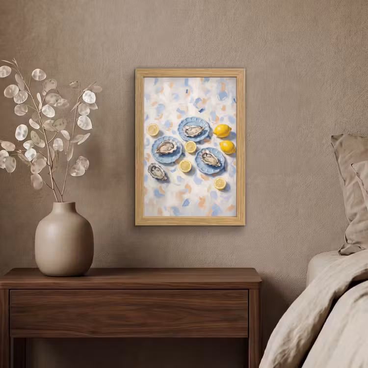 Poster met lijst - Eten - Oesters - Citroenen - Modern - Geel — 4