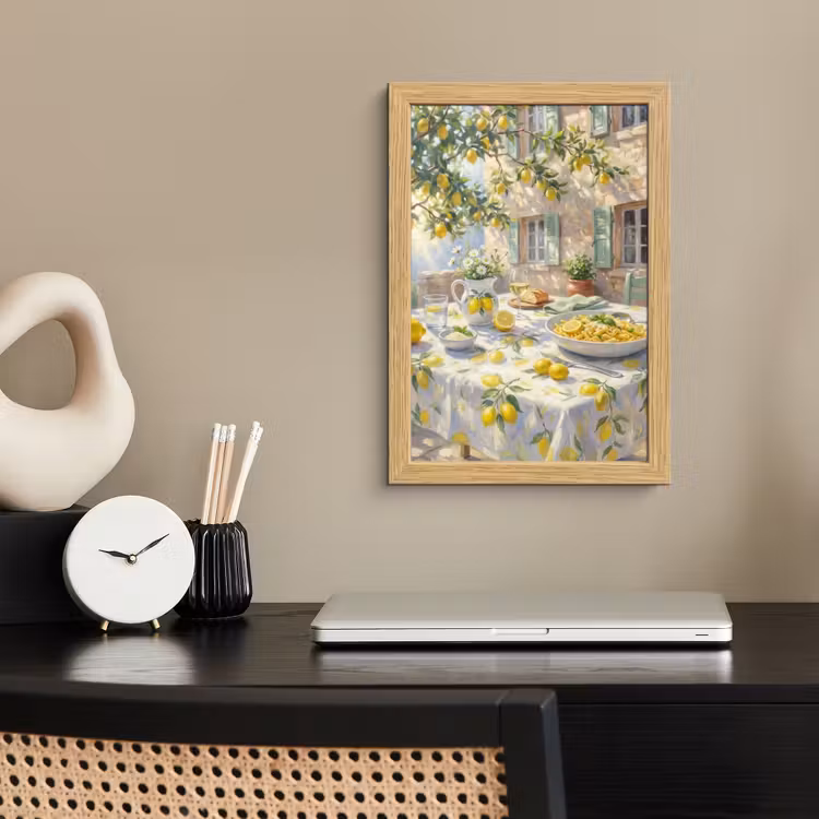 Poster met lijst - Eten - Terras - Zomer - Geschilderd - Geel — 2