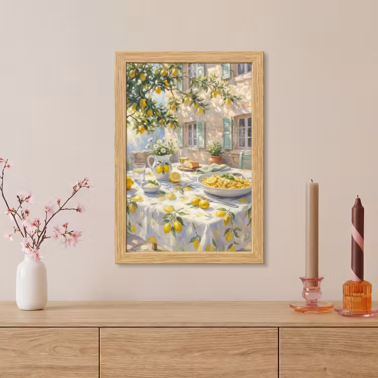 Poster met lijst - Eten - Terras - Zomer - Geschilderd - Geel — 5