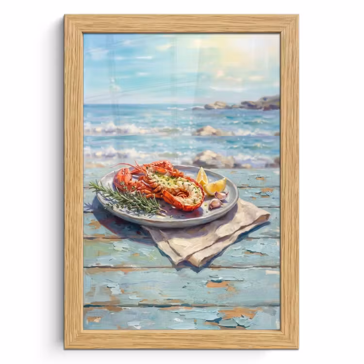 Poster met lijst - Eten - Zee - Kust - Modern - Blauw — 1
