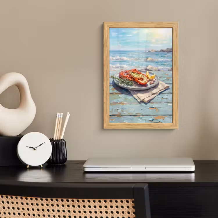 Poster met lijst - Eten - Zee - Kust - Modern - Blauw — 2