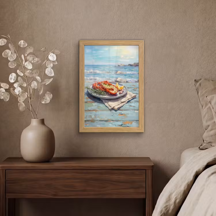 Poster met lijst - Eten - Zee - Kust - Modern - Blauw — 4