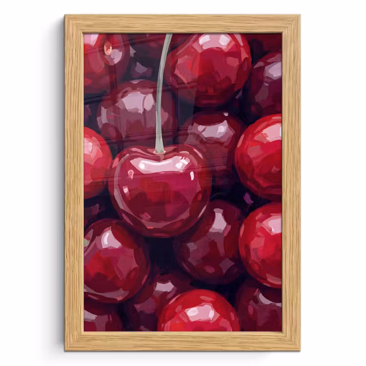 Poster met lijst - Fruit - Kersen - Eten - Modern - Rood — 1