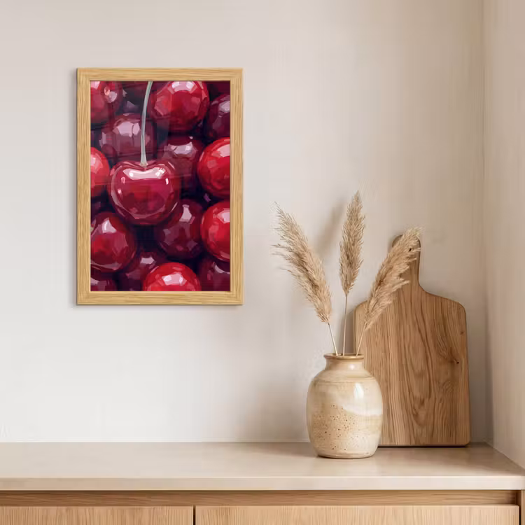 Poster met lijst - Fruit - Kersen - Eten - Modern - Rood — 3