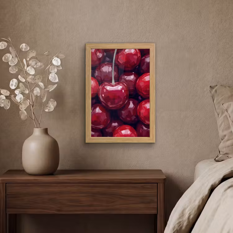 Poster met lijst - Fruit - Kersen - Eten - Modern - Rood — 4