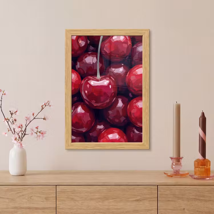 Poster met lijst - Fruit - Kersen - Eten - Modern - Rood — 5