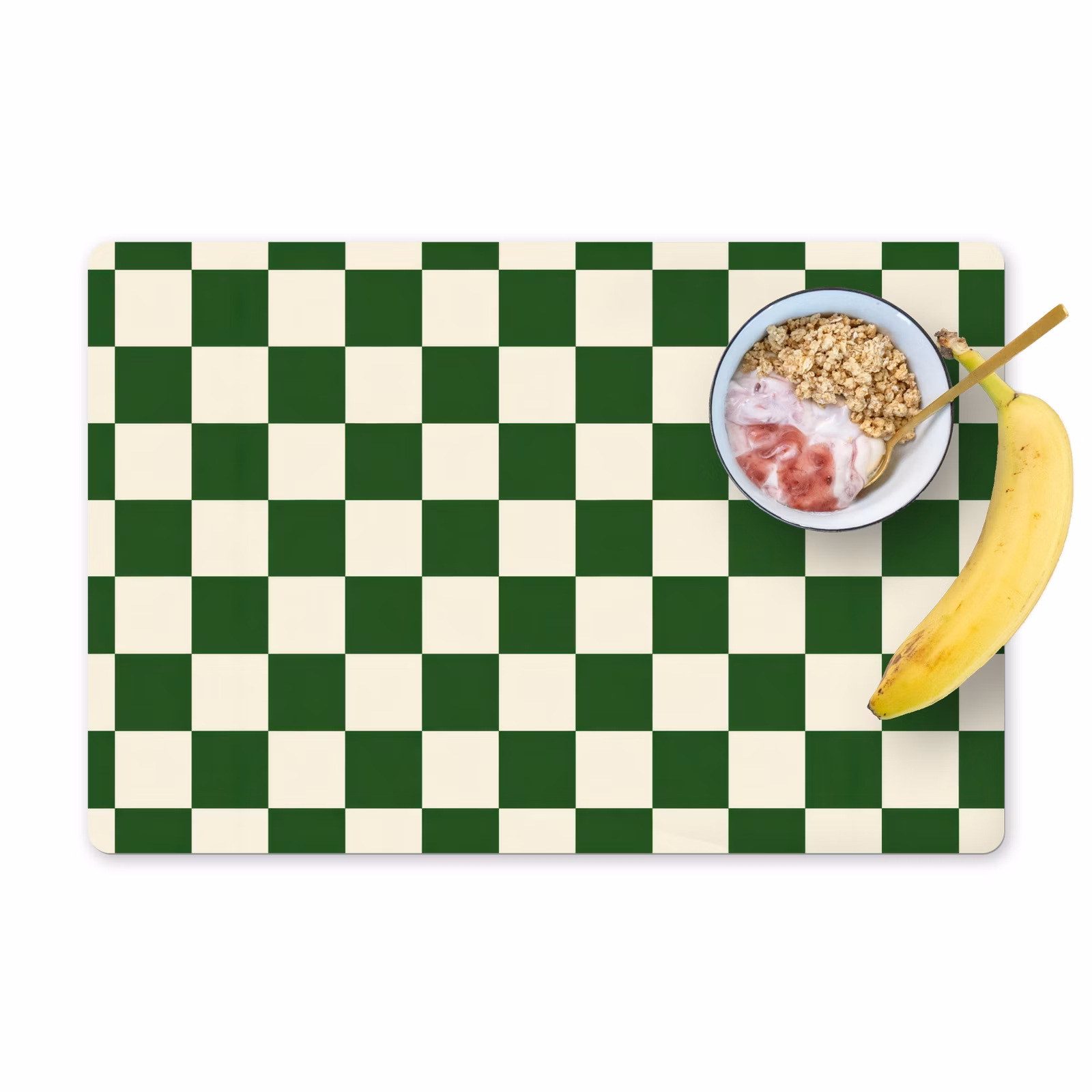 Placemat - 6 stuks - Schaakbord - Patroon - Groen — 1