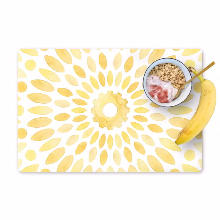 Placemat - 6 stuks - Abstract - Geometrisch - Stralend - Geel — 1