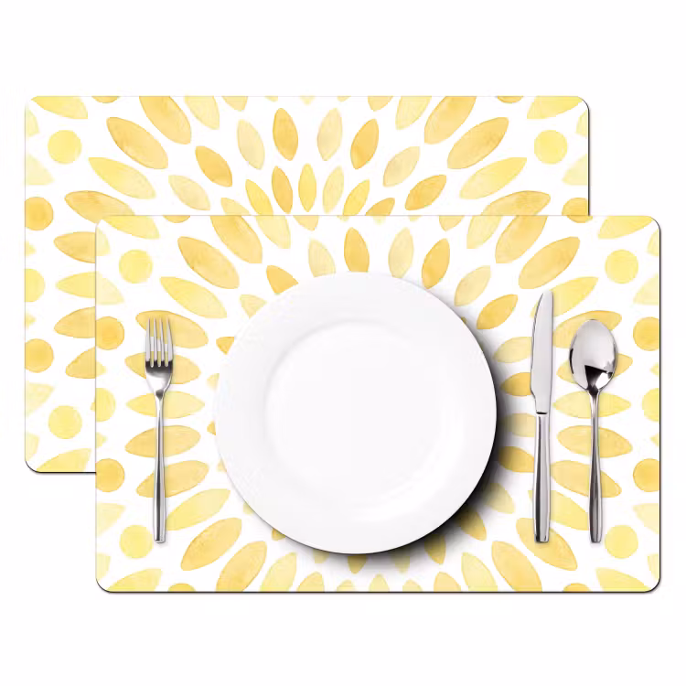 Placemat - 6 stuks - Abstract - Geometrisch - Stralend - Geel — 2