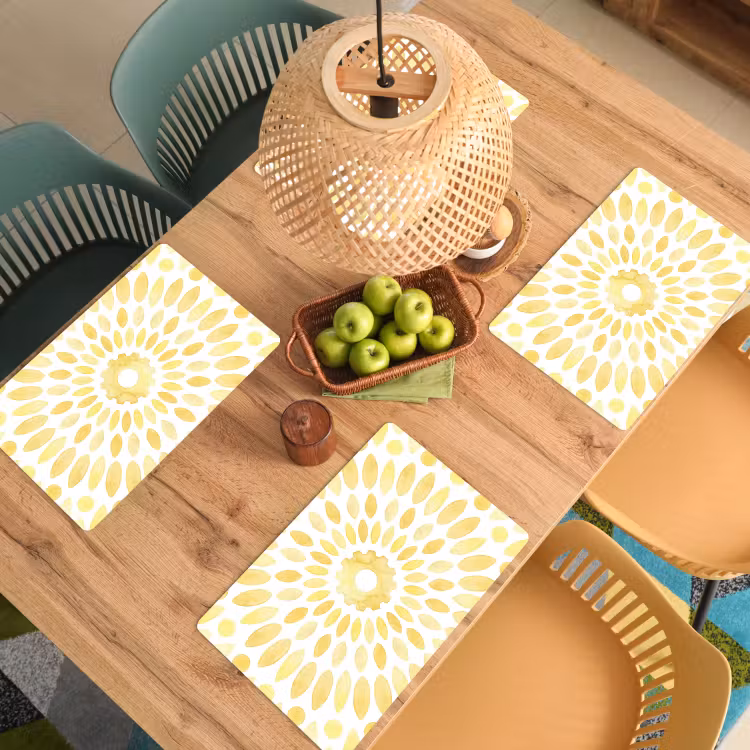 Placemat - 6 stuks - Abstract - Geometrisch - Stralend - Geel — 3