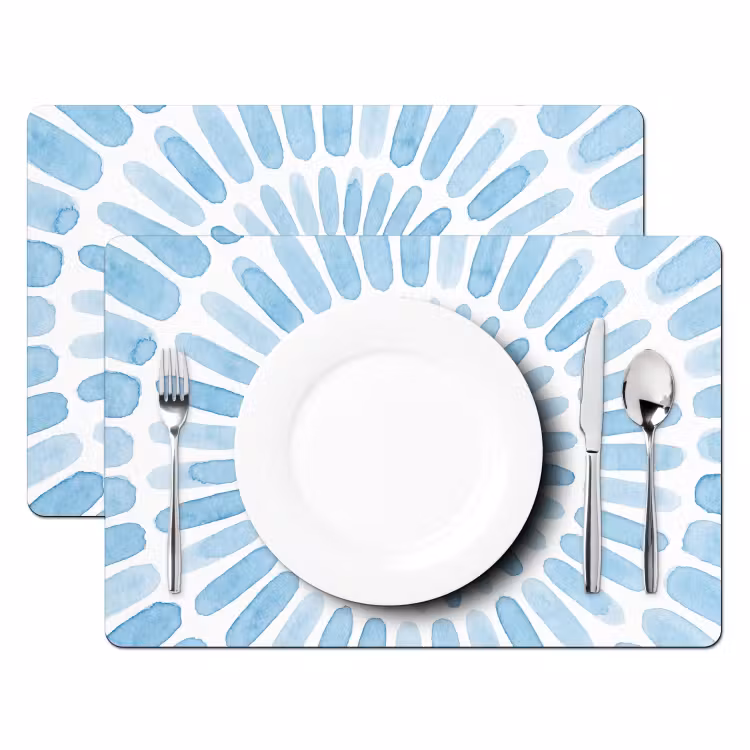 Placemat - 6 stuks - Abstract - Vormen - Kunst - Aquarel - Blauw — 2