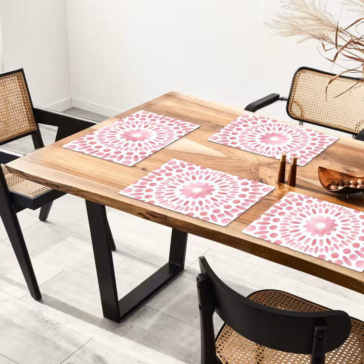 Placemat - 6 stuks - Abstract - Vormen - Patroon - Aquarel - Roze — 4