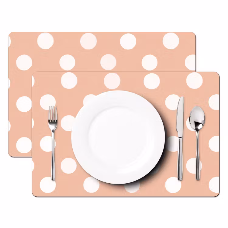 Placemat - 6 stuks - Klassiek - Polka - Perzik — 2