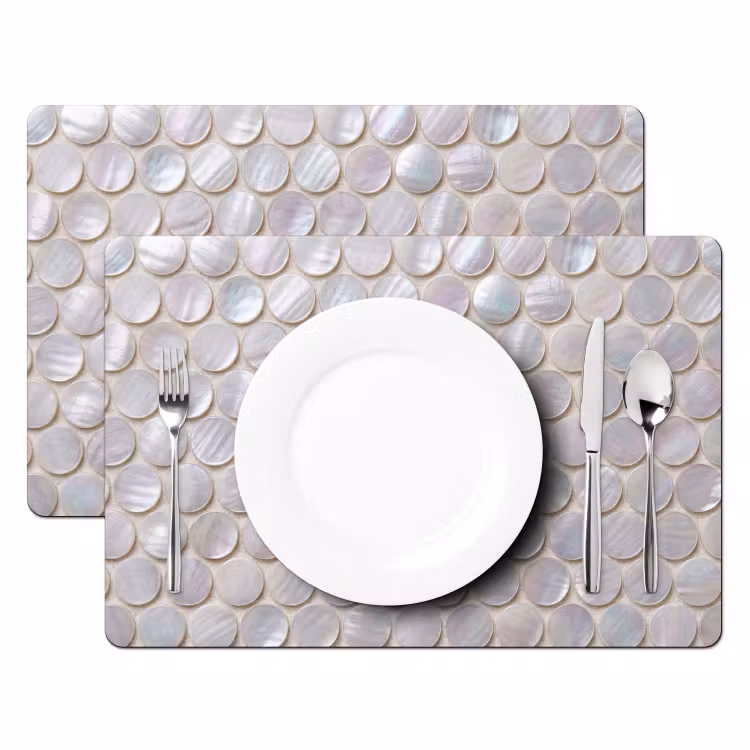 Placemat - 6 stuks - Patroon - Cirkels - Abstract - Modern - Wit — 2
