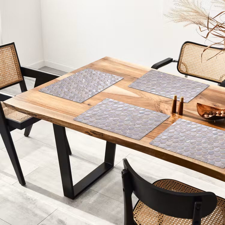Placemat - 6 stuks - Patroon - Cirkels - Abstract - Modern - Wit — 4