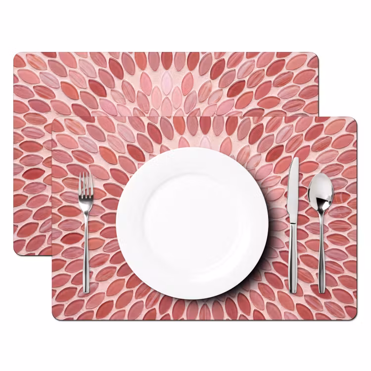 Placemat - 6 stuks - Patroon - Mozaïek - Ovaal - Abstract - Roze — 2