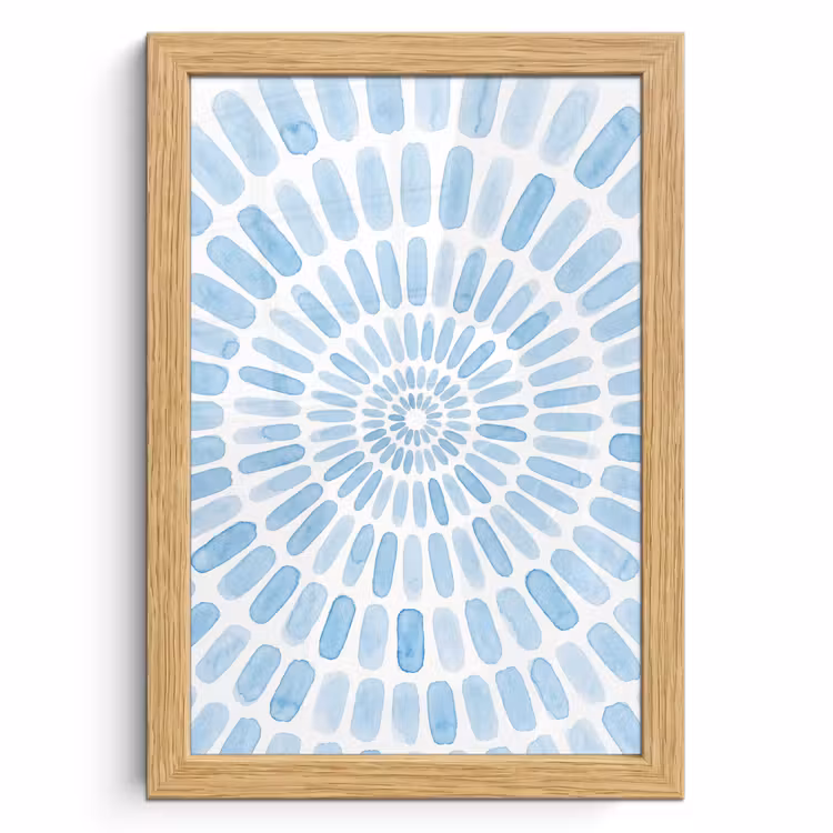Poster met lijst - Abstract - Vormen - Kunst - Aquarel - Blauw — 1