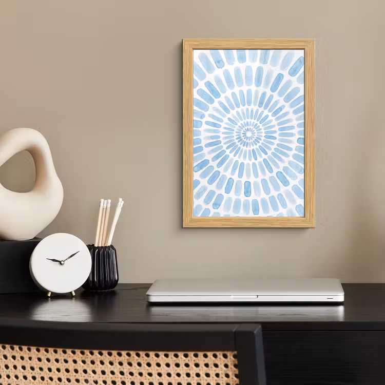 Poster met lijst - Abstract - Vormen - Kunst - Aquarel - Blauw — 2