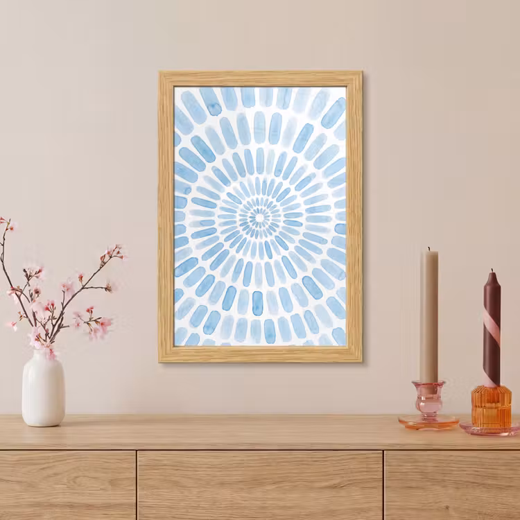 Poster met lijst - Abstract - Vormen - Kunst - Aquarel - Blauw — 5