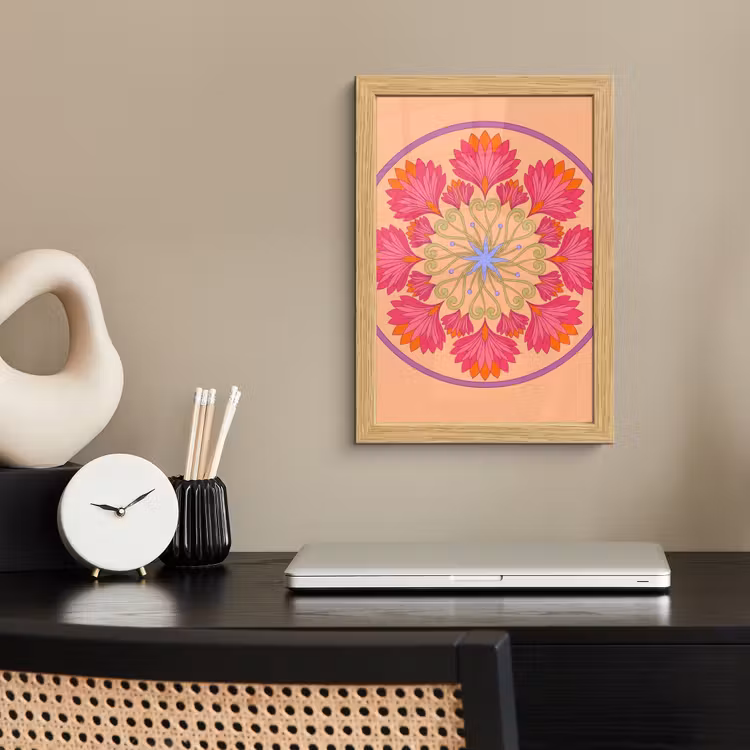 Poster met lijst - Bloemen - Patroon - Abstract - Roze - Decoratief — 2