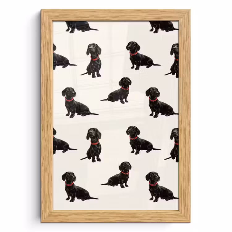 Poster met lijst - Hond - Patroon - Zwart — 1