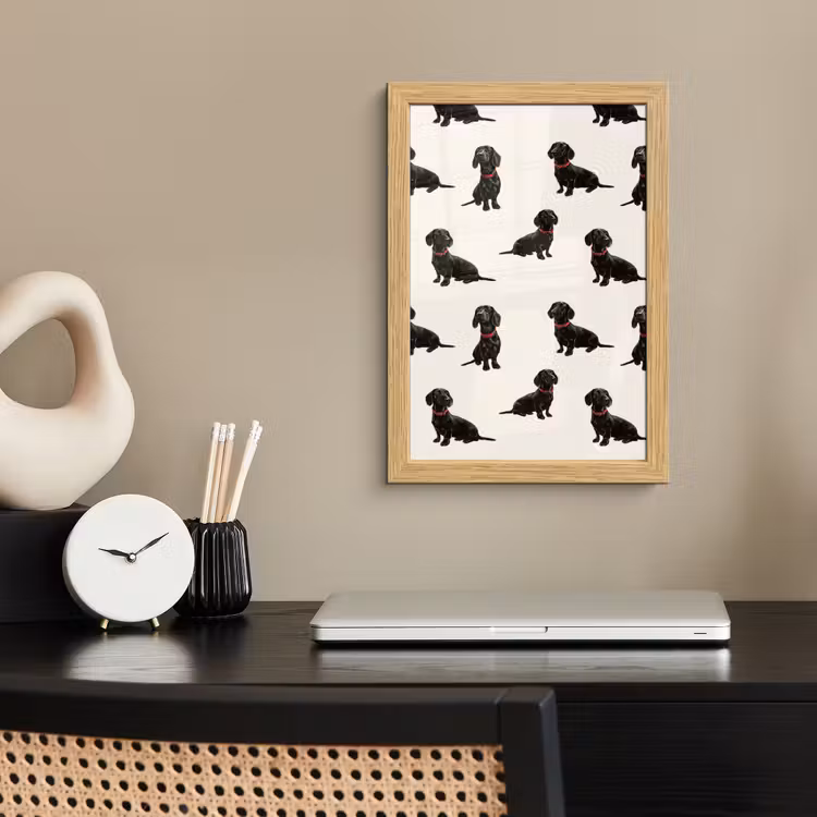 Poster met lijst - Hond - Patroon - Zwart — 2