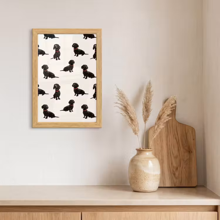 Poster met lijst - Hond - Patroon - Zwart — 3
