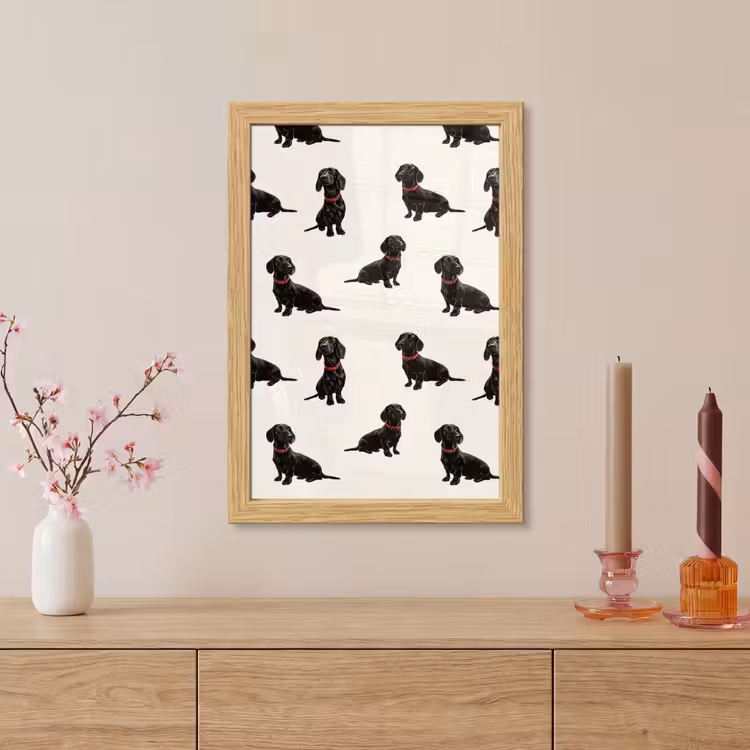 Poster met lijst - Hond - Patroon - Zwart — 5
