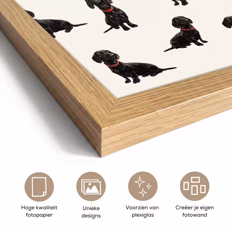 Poster met lijst - Hond - Patroon - Zwart — 6