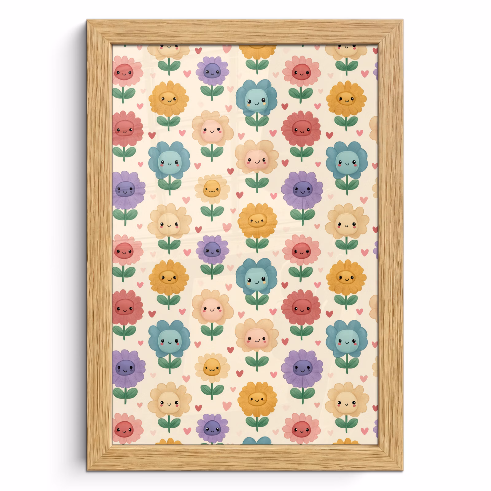 Poster met lijst - Bloemen - Hartjes - Kleurrijk — 1