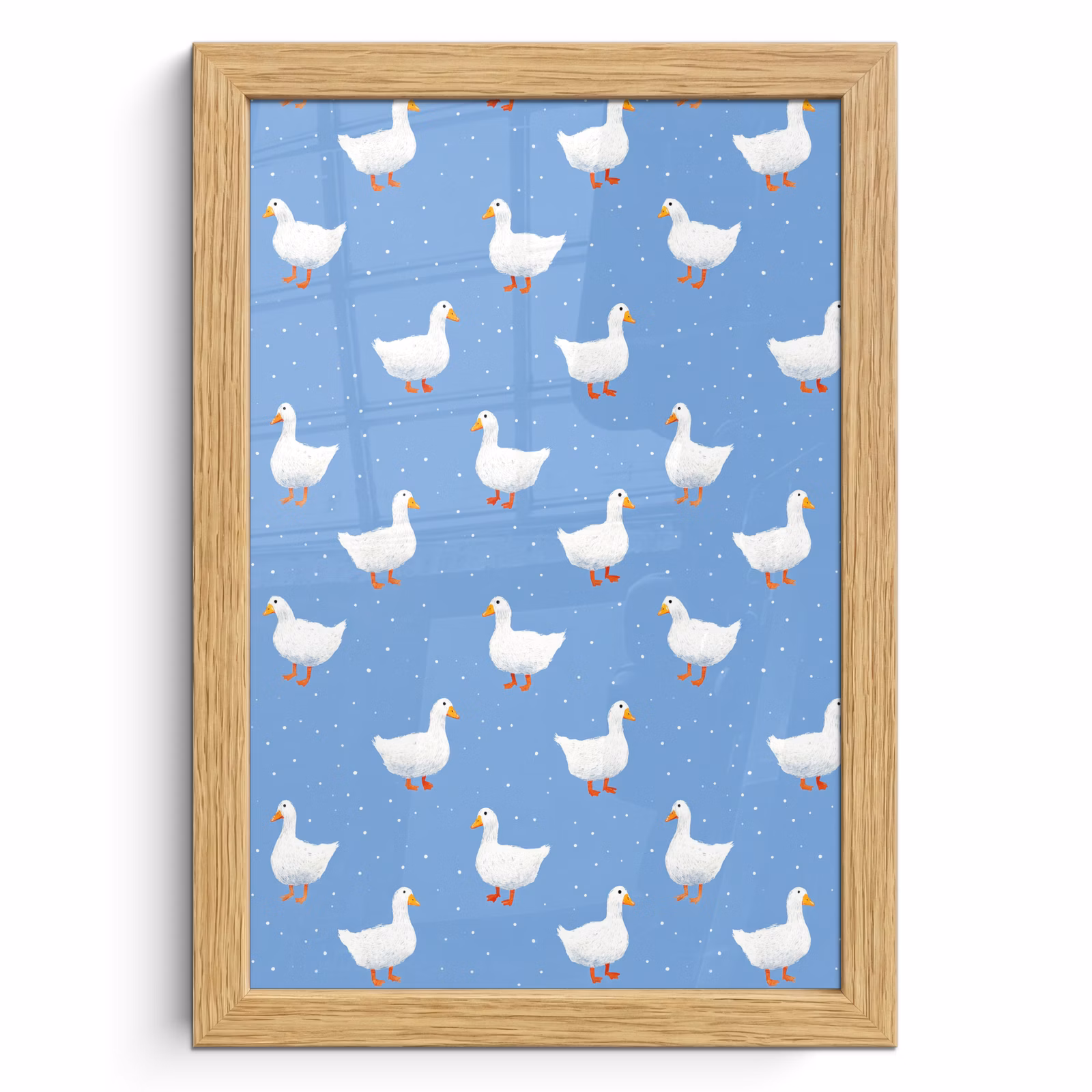 Poster met lijst - Ganzen - Elegant - Blauw — 1