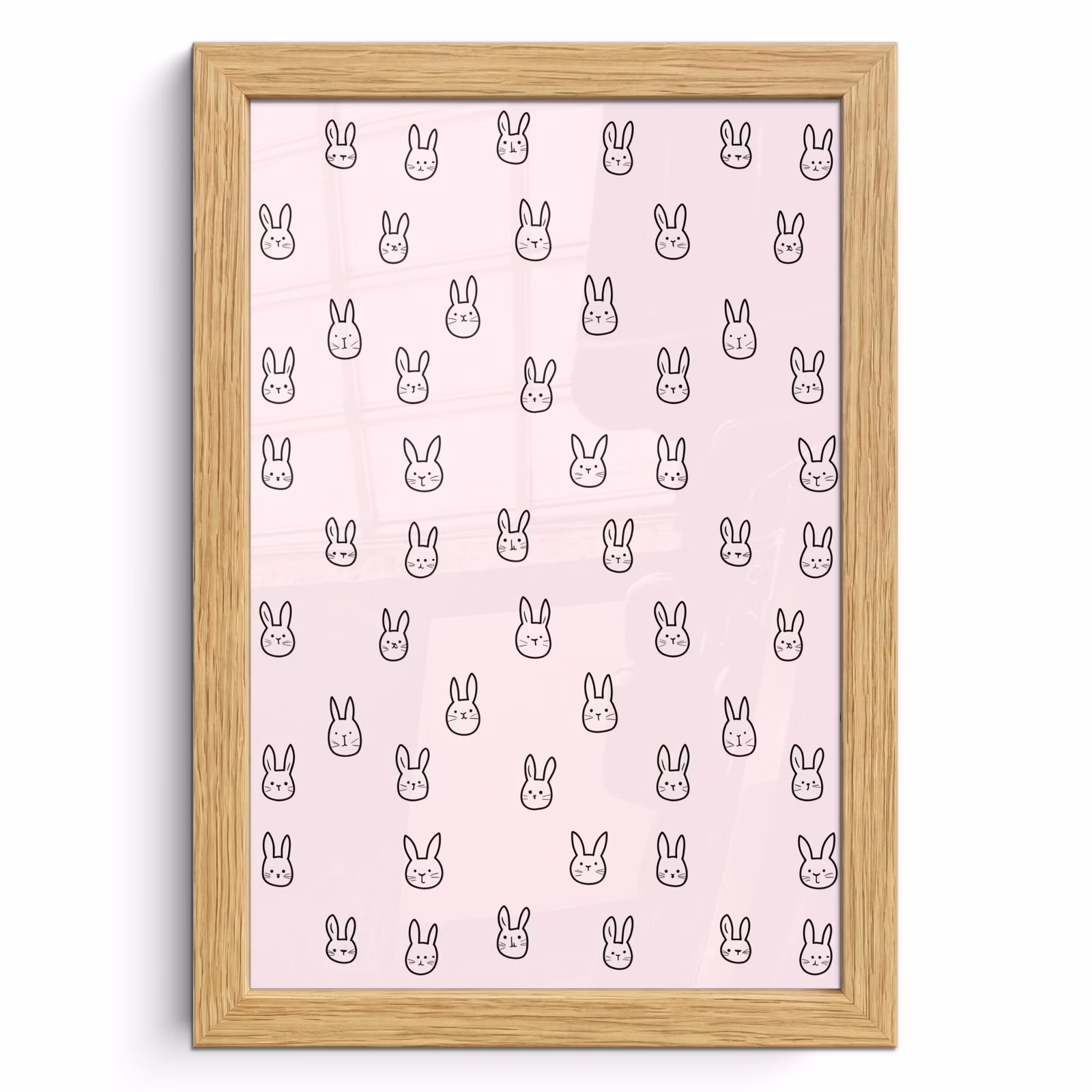 Poster met lijst - Konijnen - Minimalistisch - Roze — 1