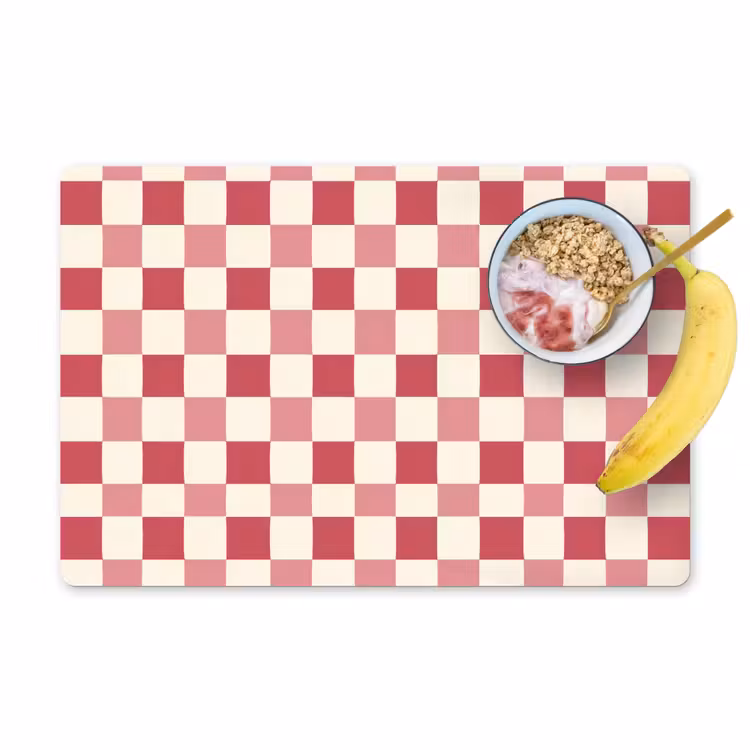Placemat - 6 stuks - Patroon - Schaak - Roze — 1