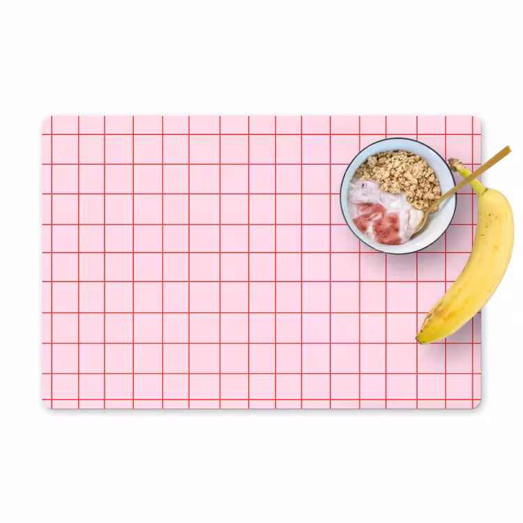 Placemat - 6 stuks - Raster - Patroon - Roze — 1