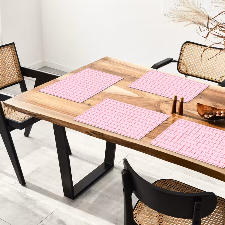 Placemat - 6 stuks - Raster - Patroon - Roze — 4