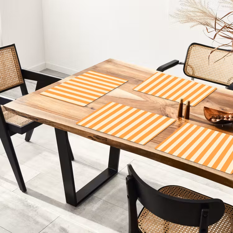 Placemat - 6 stuks - Strepen - Patroon - Oranje — 4