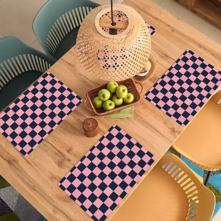 Placemat - 6 stuks - Traditioneel - Patroon - Blauw - Roze — 3