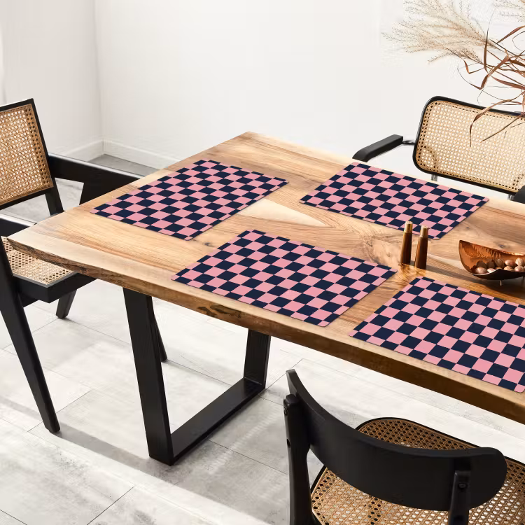 Placemat - 6 stuks - Traditioneel - Patroon - Blauw - Roze — 4