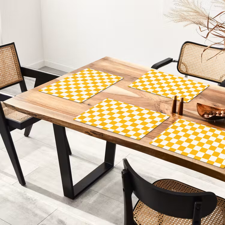 Placemat - 6 stuks - Traditioneel - Patroon - Geel — 4