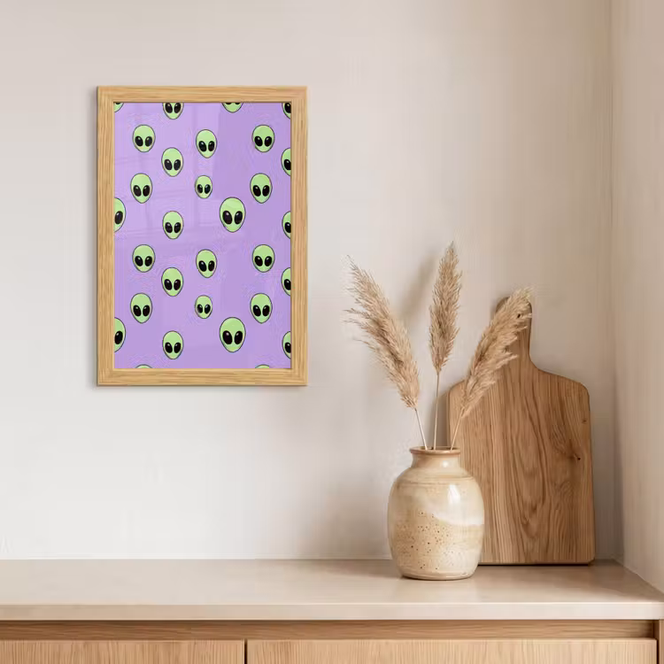 Poster met lijst - Alien - Retro - Lila — 3