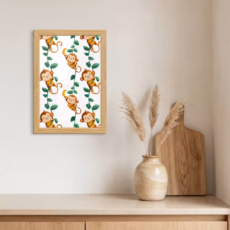 Poster met lijst - Apen - Lianen - Kleurrijk — 3