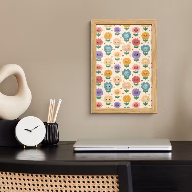 Poster met lijst - Bloemen - Hartjes - Kleurrijk — 2