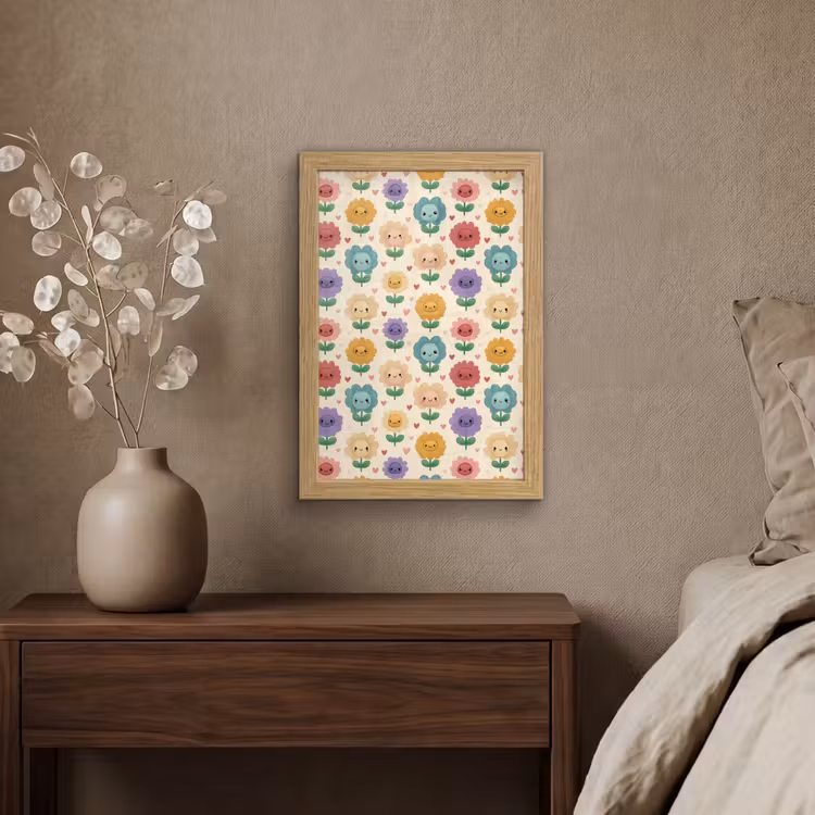 Poster met lijst - Bloemen - Hartjes - Kleurrijk — 4