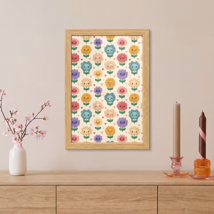 Poster met lijst - Bloemen - Hartjes - Kleurrijk — 5