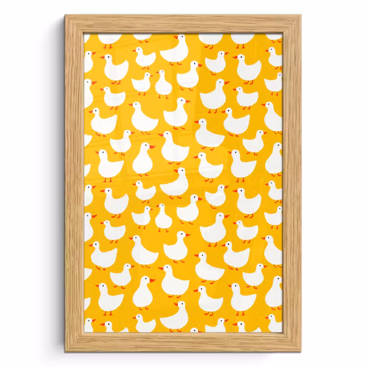 Poster met lijst - Eendjes - Patroon - Geel — 1