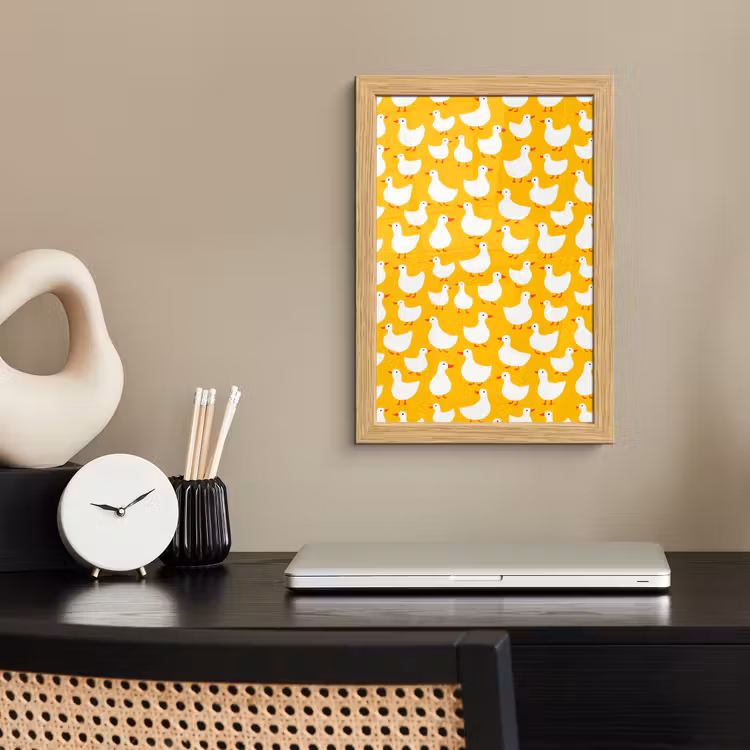 Poster met lijst - Eendjes - Patroon - Geel — 2